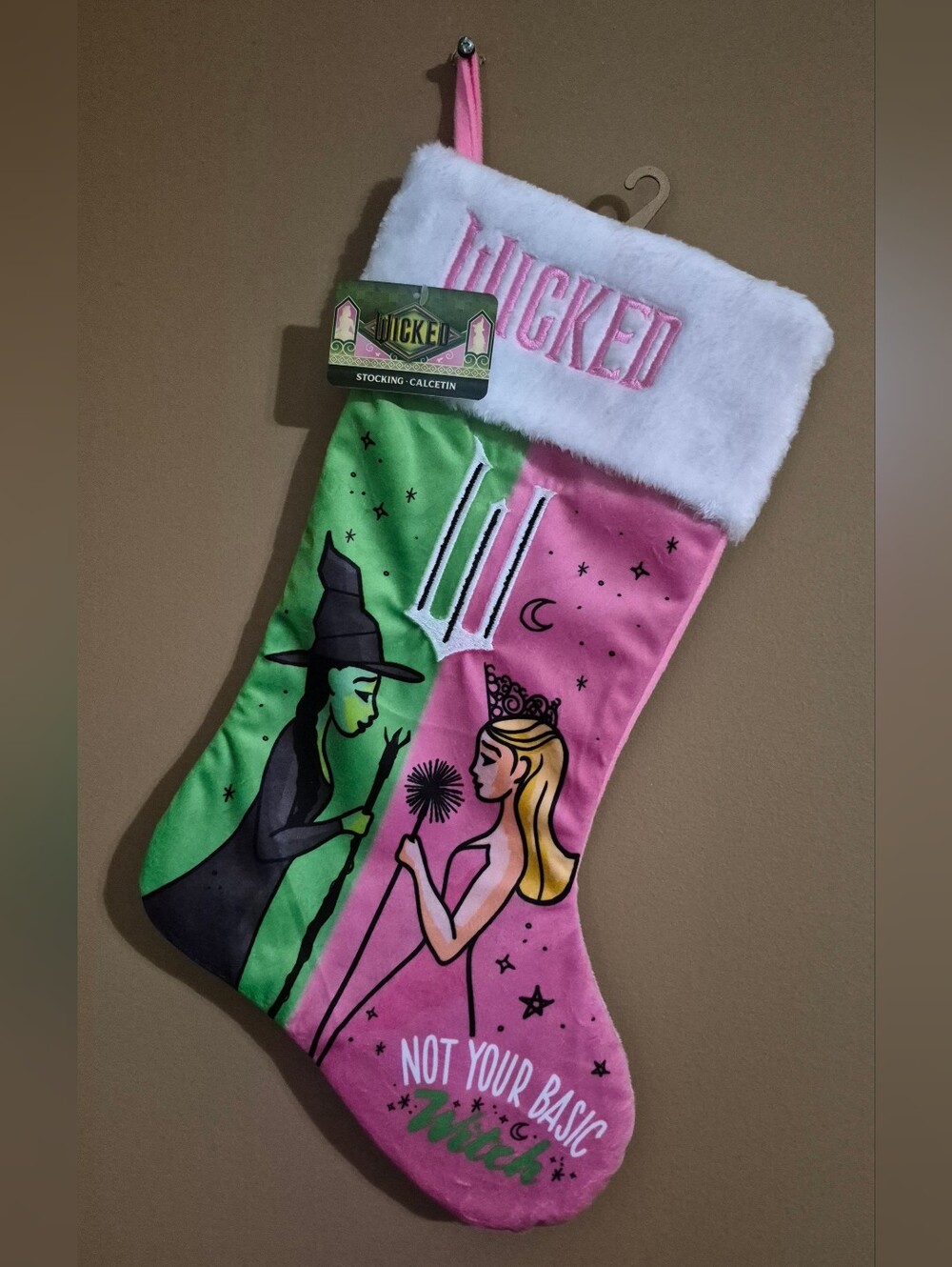 Wicked Christmas Stocking Elphaba Glinda Pink Green Not Your Basic Witch NWT